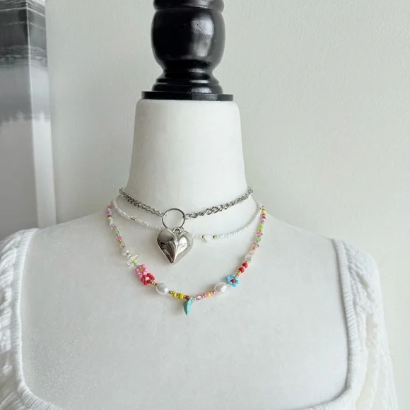 Y2K indie coquettes beads colourful mutlticoloured choker necklace - Picture 2 of 4